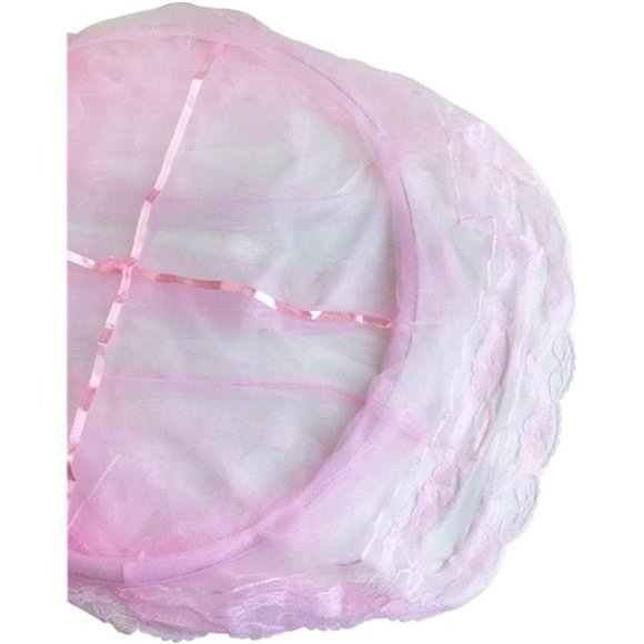Pink Princess Bed Canopy Netting Mosquito Net Round Lace Dome for Twin Full - Picture 3 of 8